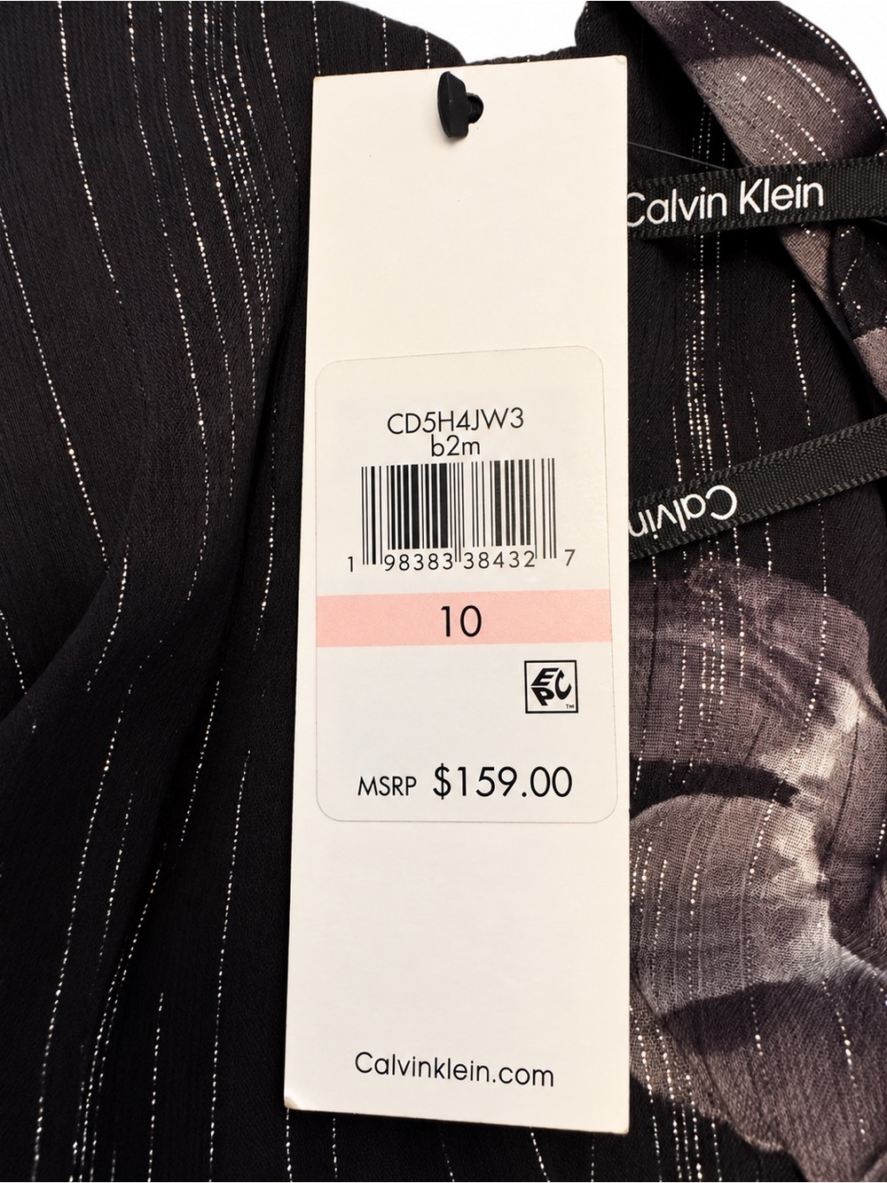 NWT Calvin Klein Floral Metallic Flutter Sleeve Midi Dress Size 10 - Picture 6 of 9
